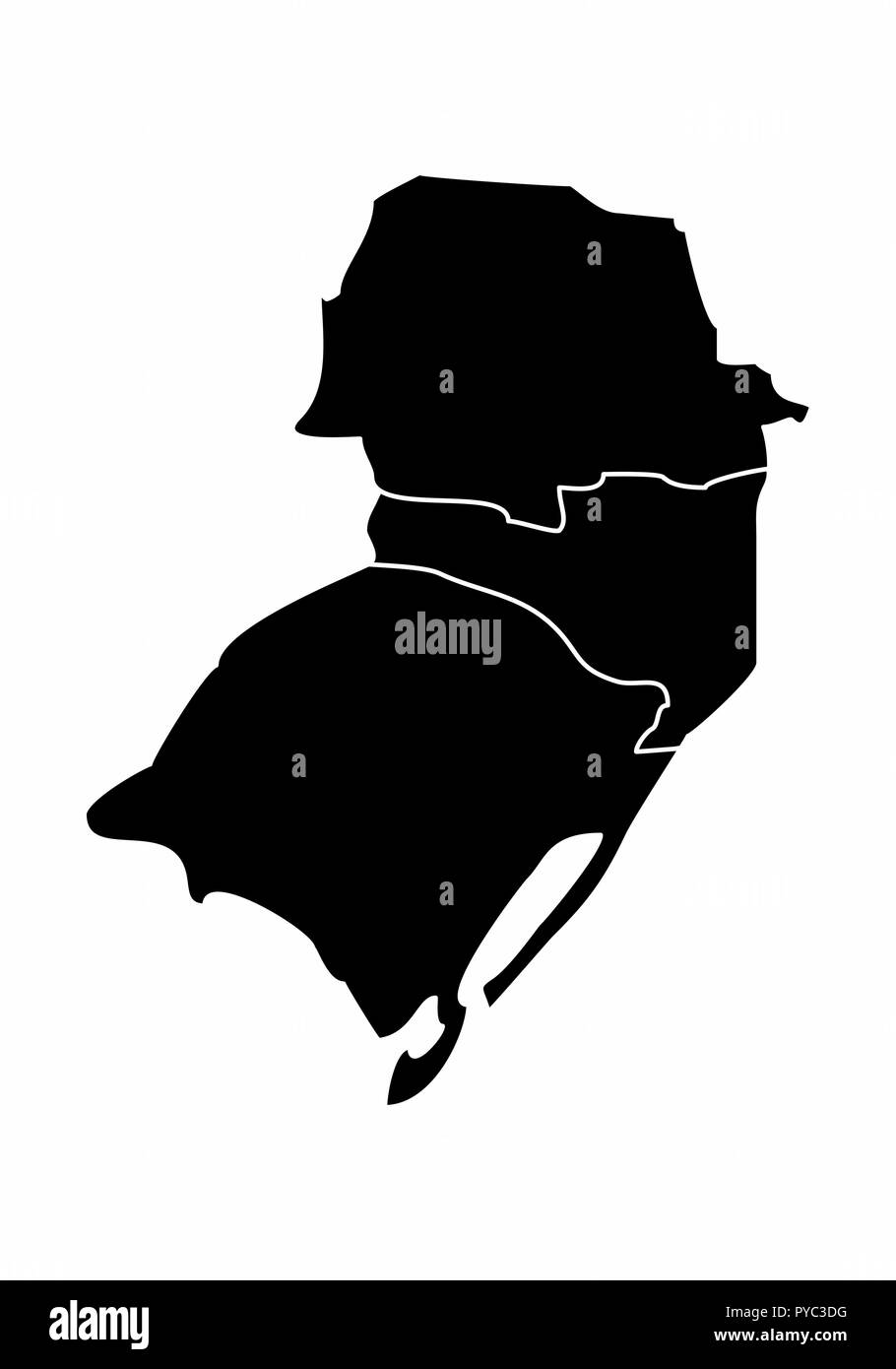 Karte von Brasilien Region Süd auf weißem Hintergrund Stock Vektor