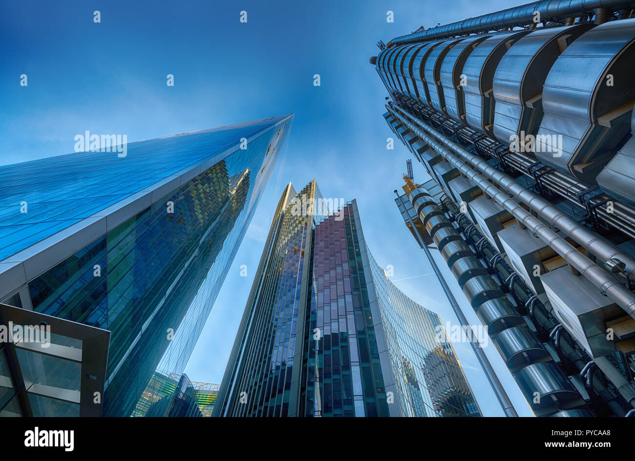 Glas Gebäude Stadt London Financial District Stockfoto