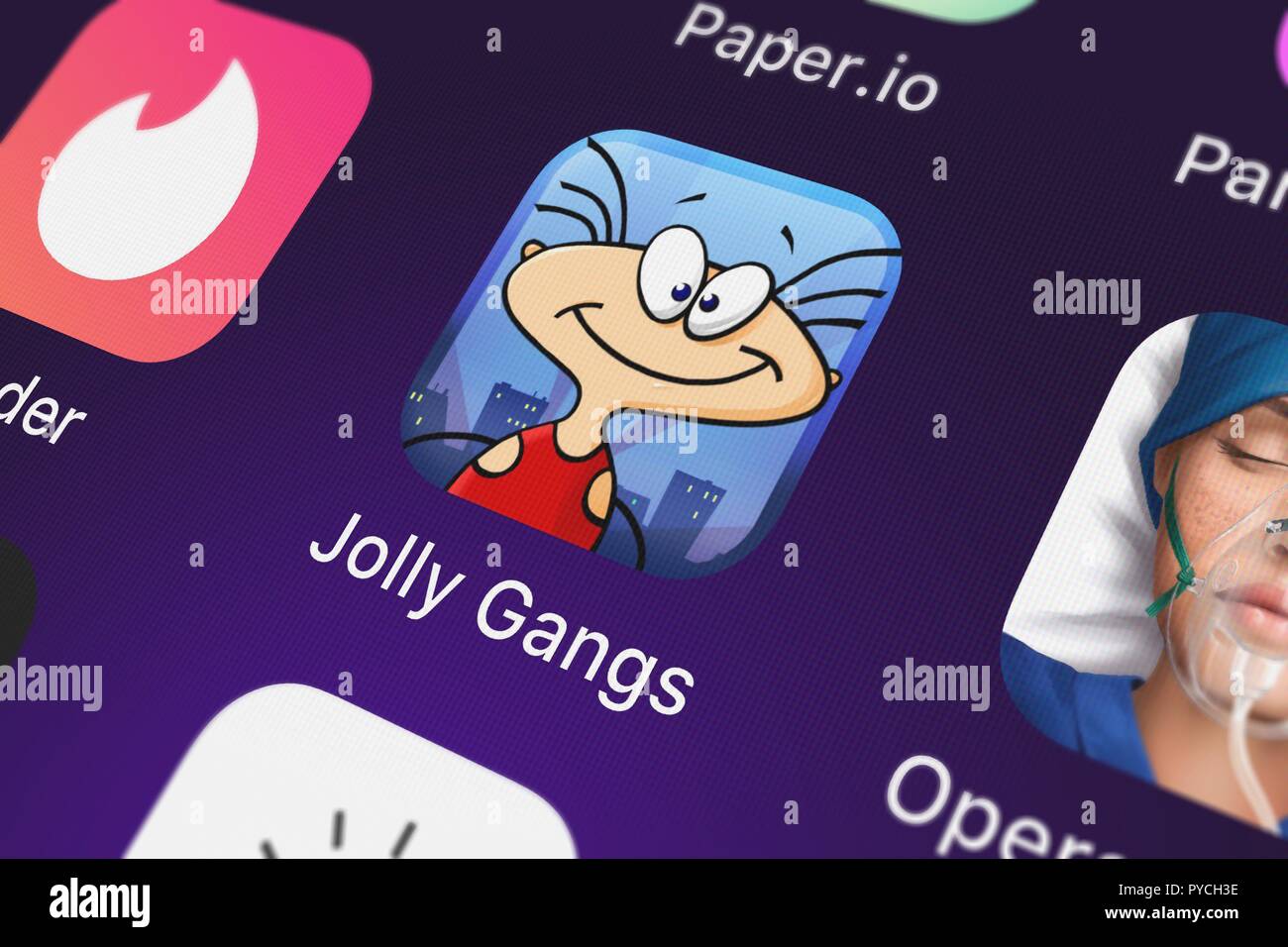 London, Großbritannien, 26. Oktober 2018: Bildschirmfoto von Alawar Entertainment, Inc. mobile App The Jolly Gang's Spooky Adventure. Stockfoto