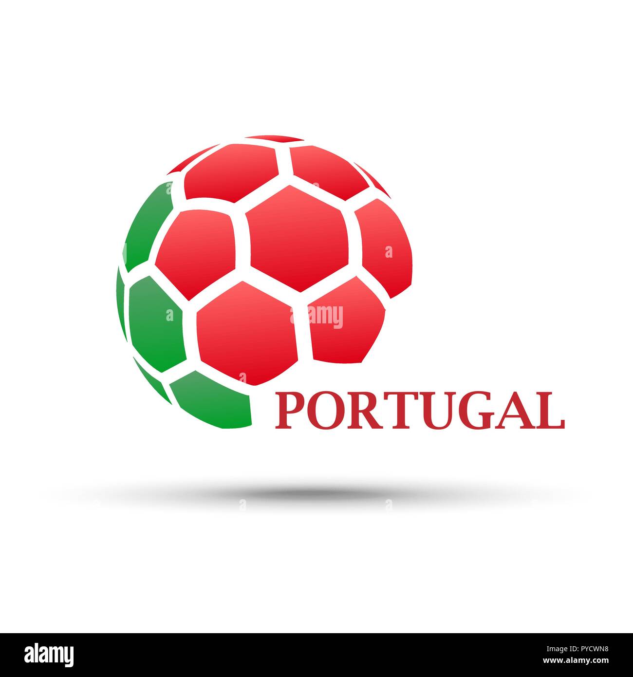 Fußball-Banner. Vector Illustration der abstrakten Fußball mit Portugal nationalflagge Farben Stock Vektor