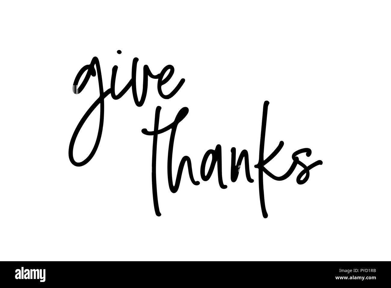 Vielen Dank - schwarze und weiße Hand Schrift Beschriftung, Motivation und Inspiration positive Zitat Thanksgiving Day Stockfoto