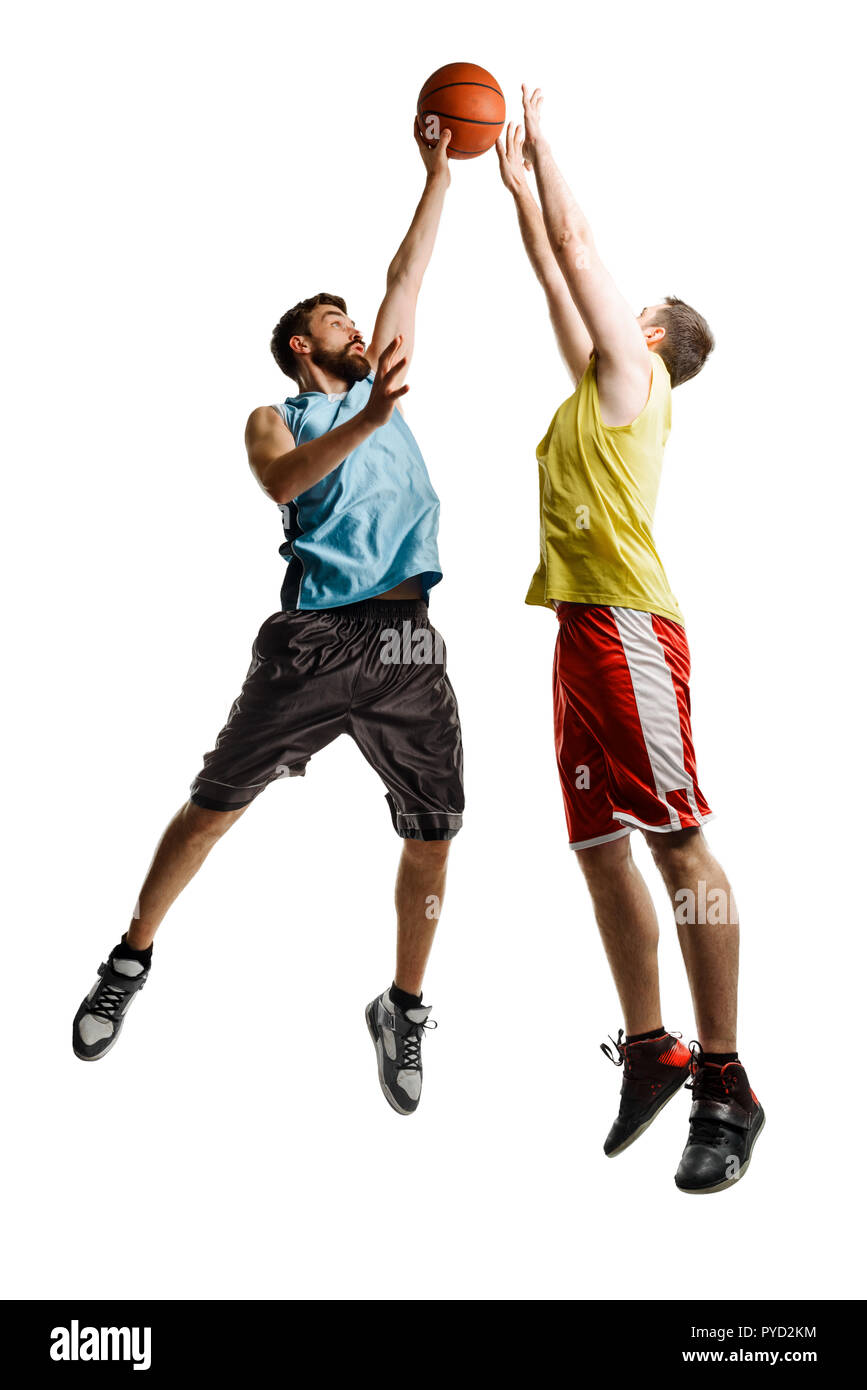Spektakuläre Spiel der Basketball Spieler Stockfoto