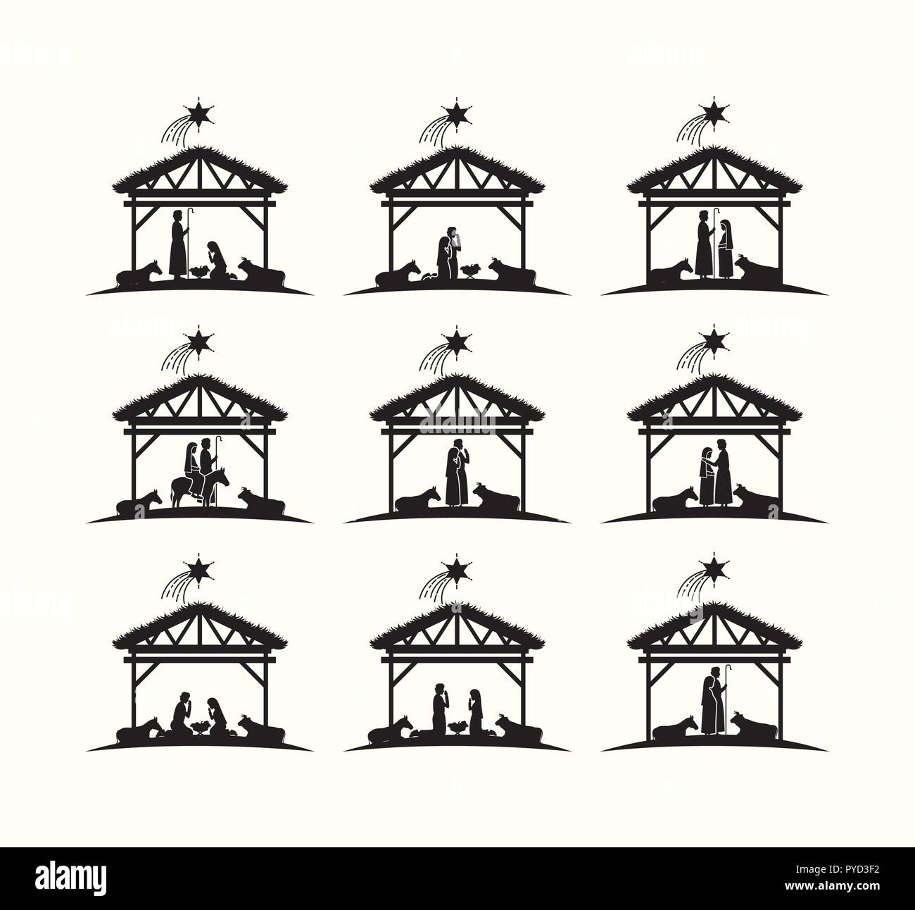 Weihnachtskarte mit set Symbole Stock Vektor