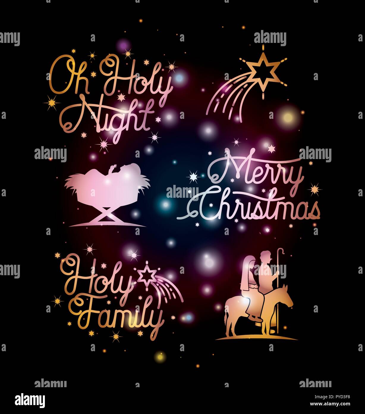 Weihnachtskarte mit set Symbole Stock Vektor