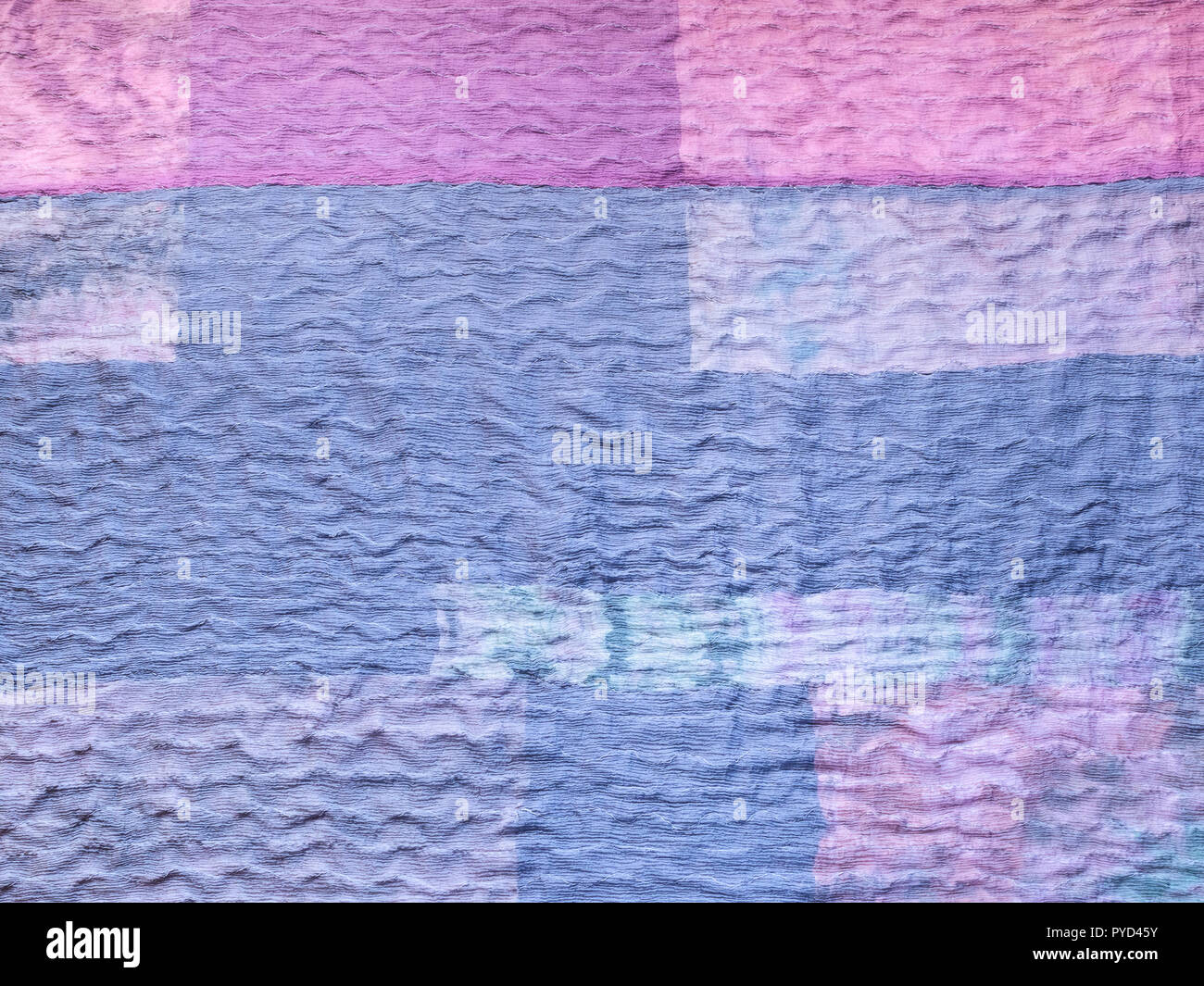 Background aus Seide genäht Schal-blauen Stoff auf patchwork Stoff Stockfoto