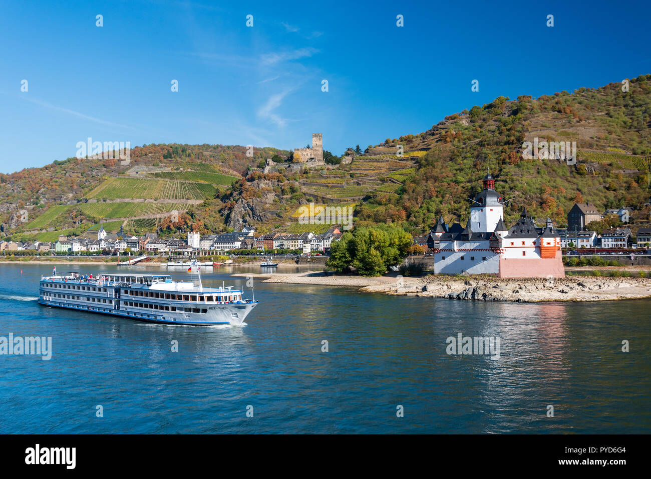 Burgen am Rhein bei Kaub, Deutschland Stockfoto