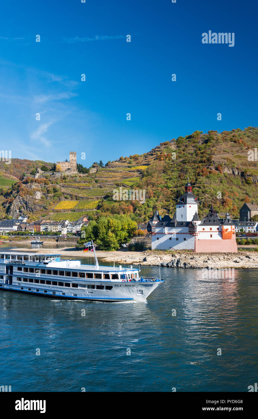 Burgen am Rhein bei Kaub, Deutschland Stockfoto
