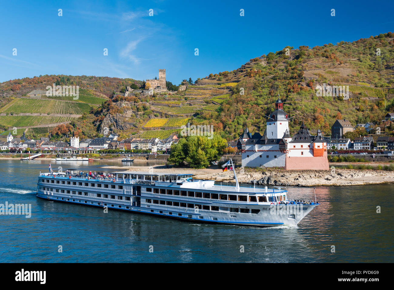 Burgen am Rhein bei Kaub, Deutschland Stockfoto