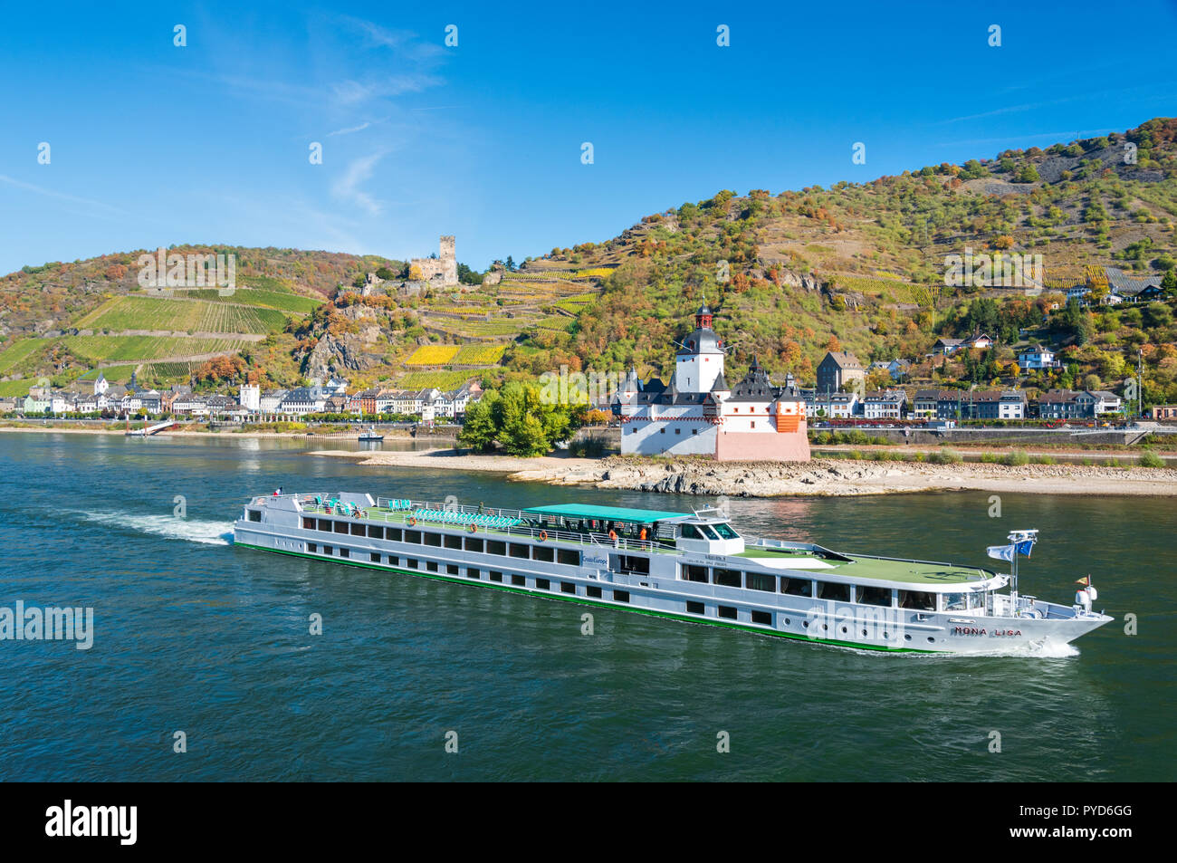 Burgen am Rhein bei Kaub, Deutschland Stockfoto