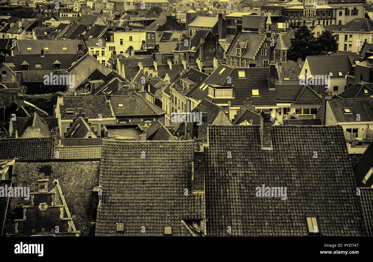 Panoramablick auf die Stadt Gent, Detail der Stadt von Belgien, Europa Stockfoto