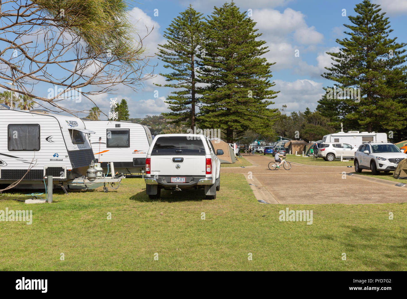 Auf dem Campingplatz in Sydney am See Campingplatz in Ryde, Sydney, Australien Stockfoto