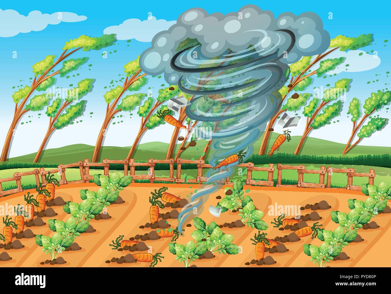 Tornado in Farm Scene Abbildung Stock Vektor