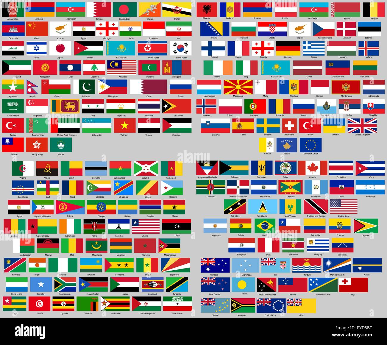 Vector Illustration von verschiedenen Ländern gesetzt werden. Alle Flaggen der Welt Stock Vektor