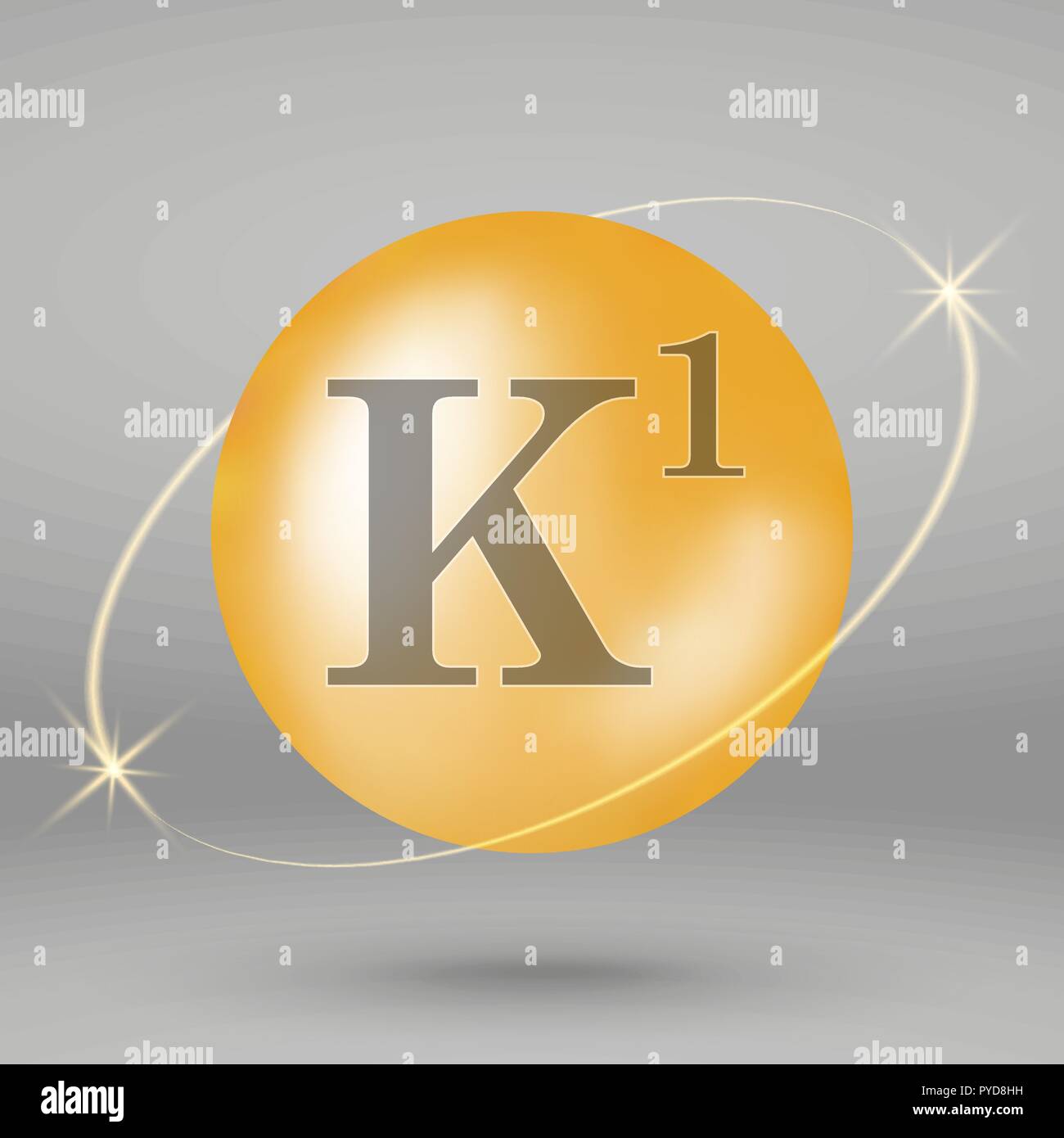 Vitamin K1 Gold Symbol. drop Pille Kapsel. Vitamin Komplex design Stock Vektor