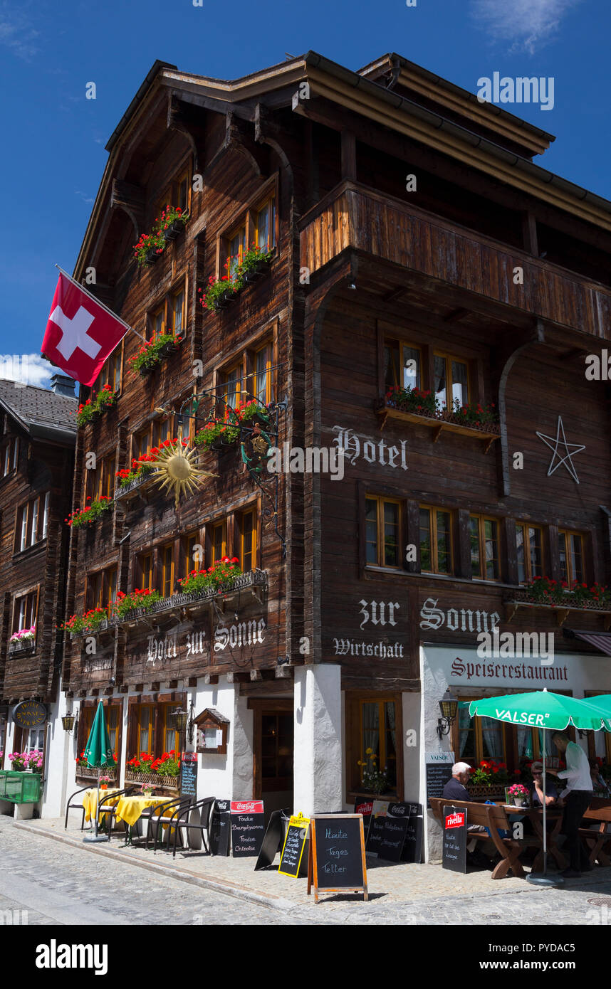 Die Sonne Hotel in Andermatt in der Schweiz Stockfoto