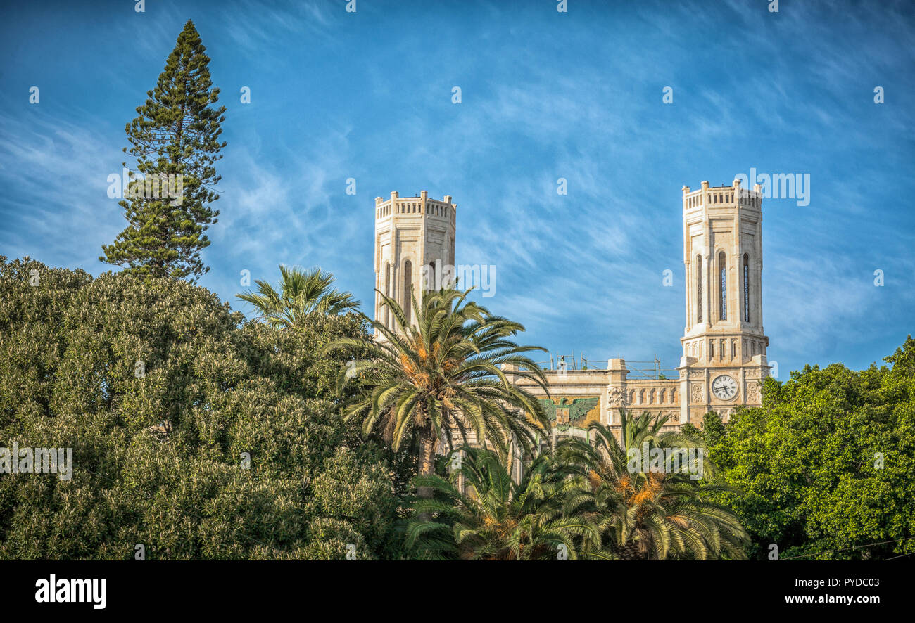 Ein Gebäude der Stadt Halle in Cagliari, Sardinien, Italien Stockfoto