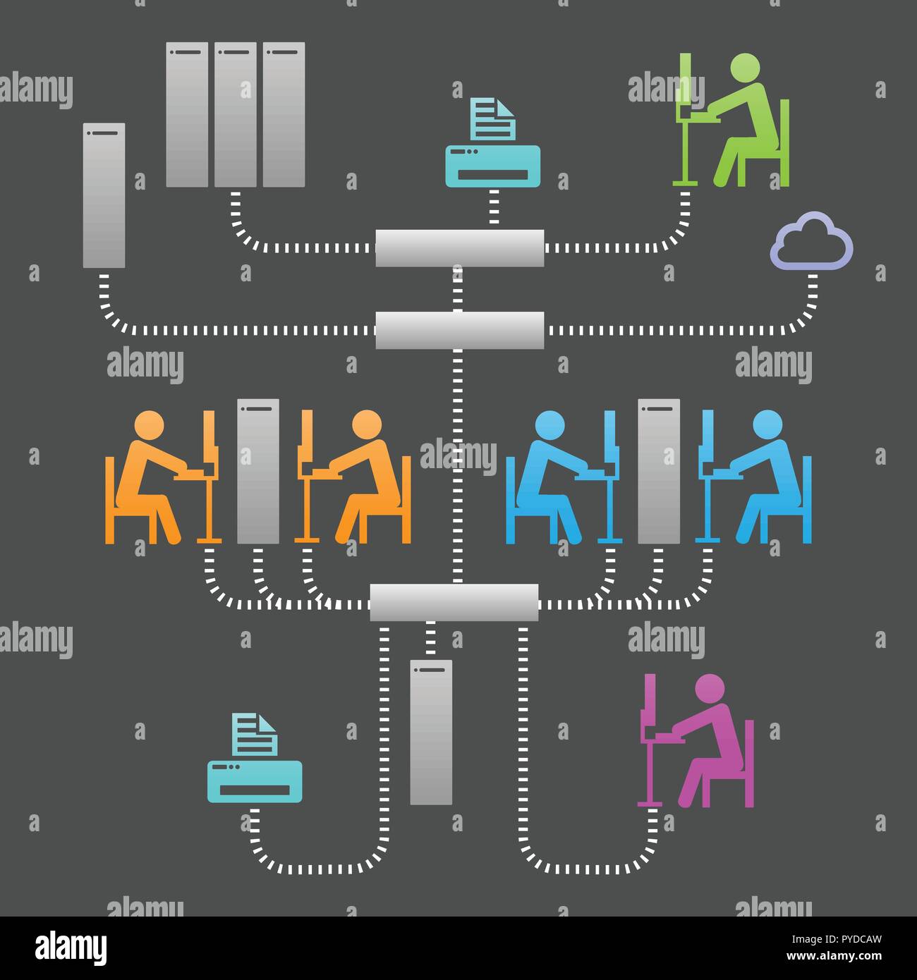 Network Communication System Infrastruktur Vector Illustration Stock Vektor