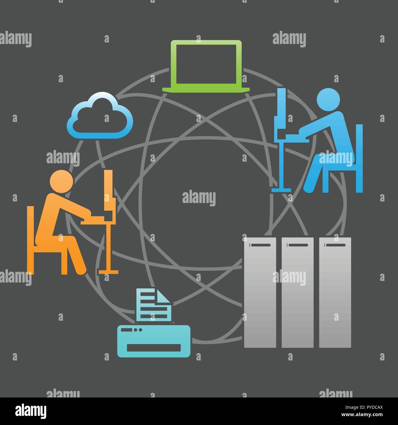 Network Communication System Infrastruktur Vector Illustration Stock Vektor