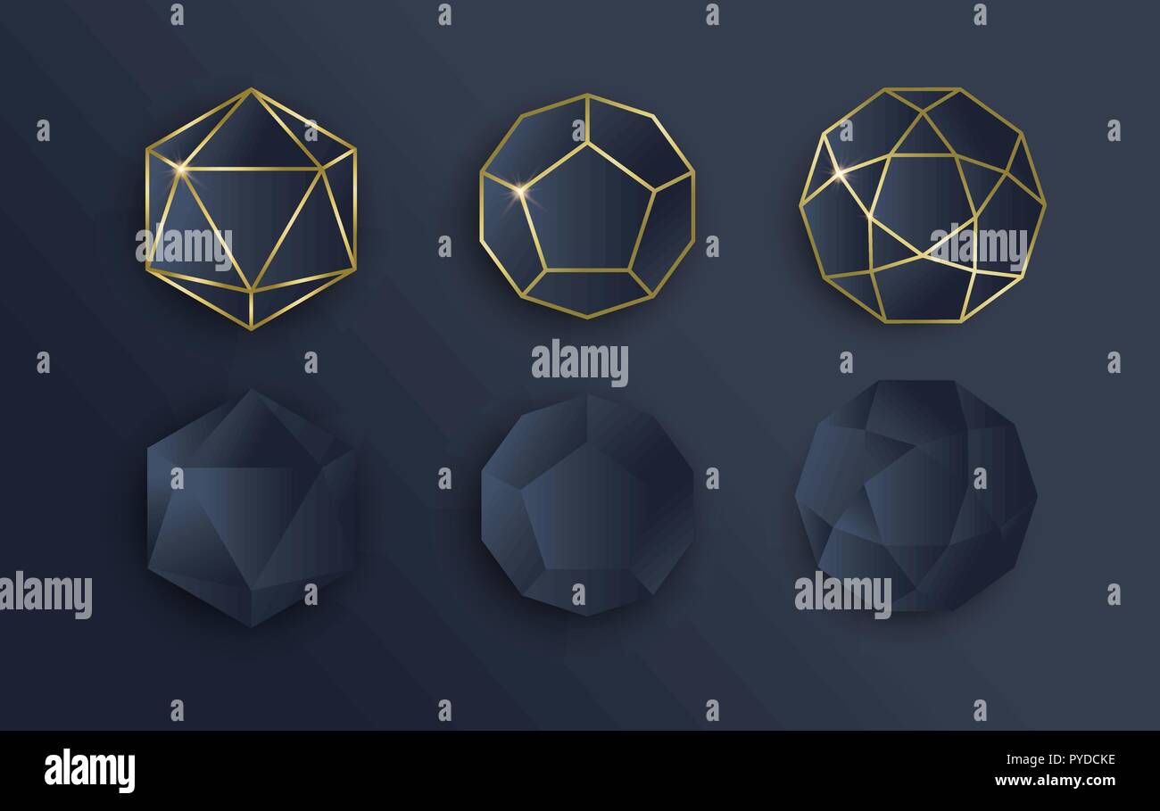 Luxus gold und Dunkelblau Papier element festlegen, goldene Farbe rahmen Sammlung in geometrischen Stil. Elegante Vorlagen für eine Einladung oder Premium prod Stock Vektor