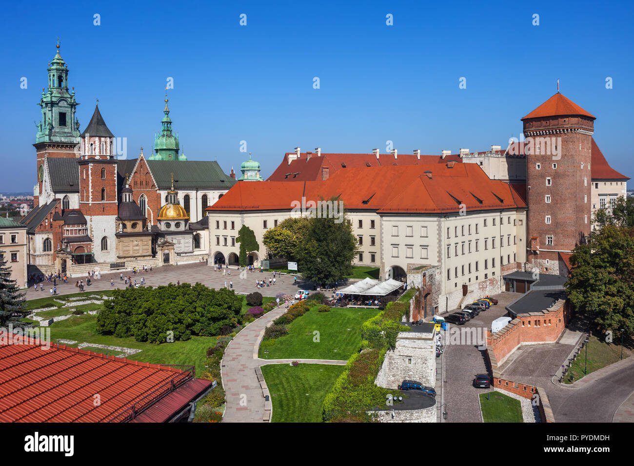 Die Kathedrale und das Schloss Wawel in Krakau in Polen. Stockfoto