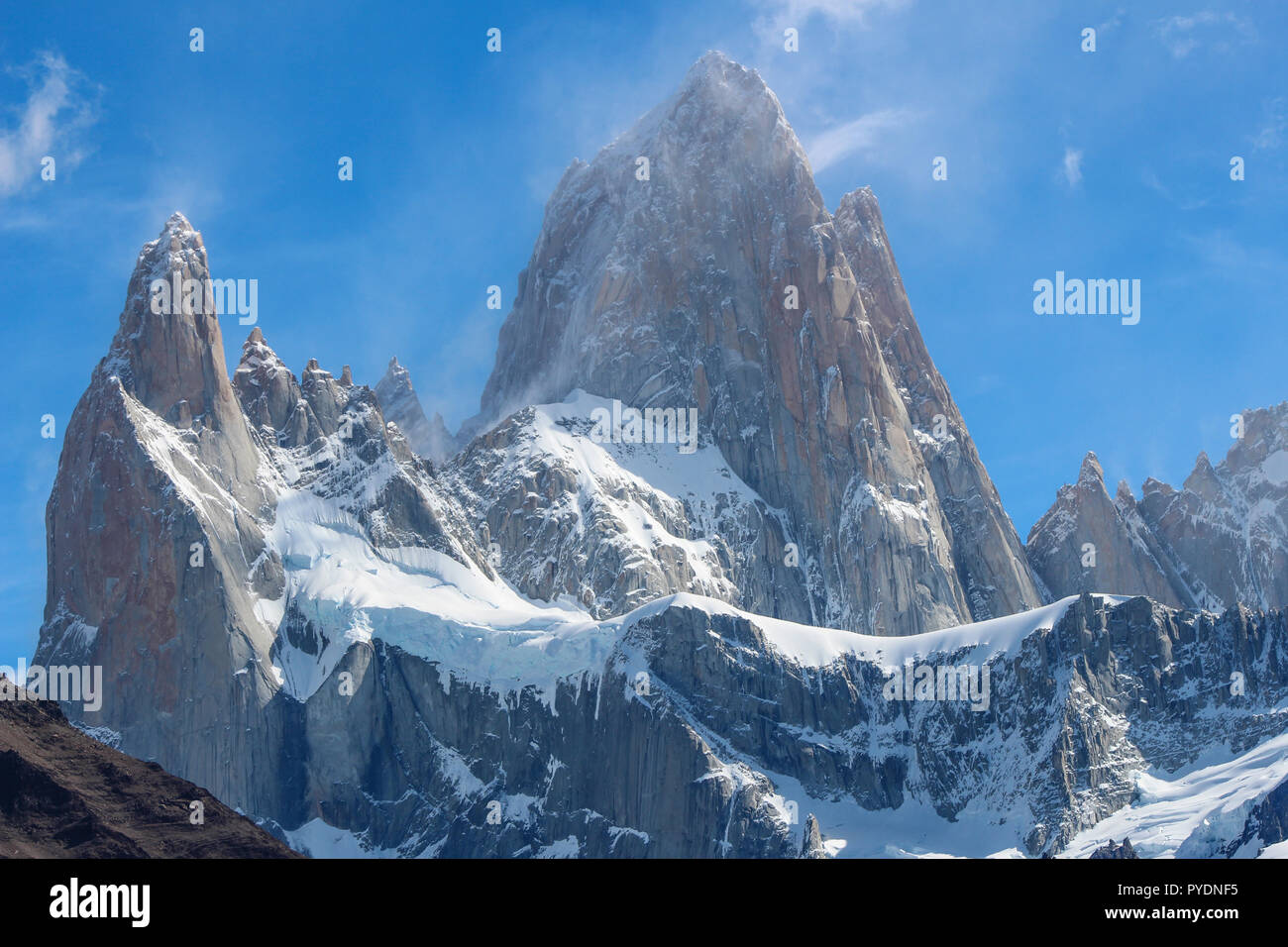 Mount Fitz Roy in El Chalten, Nationalpark Los Glaciares in Argentinien Stockfoto