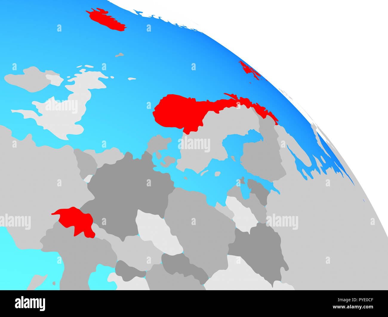 EFTA-Länder auf einfache blaue politische Welt. 3D-Darstellung. Stockfoto