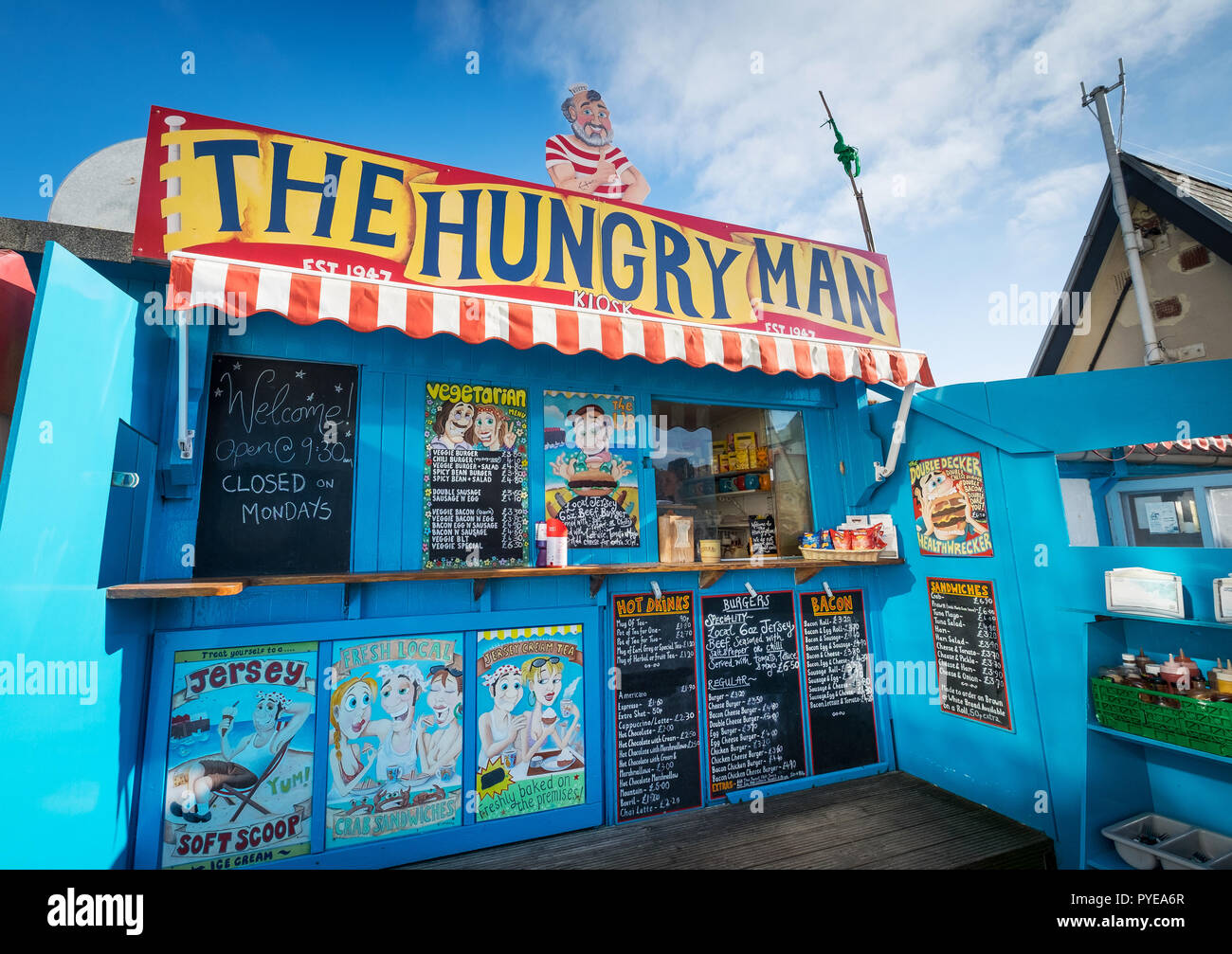 Die hungrigen Mann cafe in Rozel Bay in Jersey, Channel Islands Stockfoto