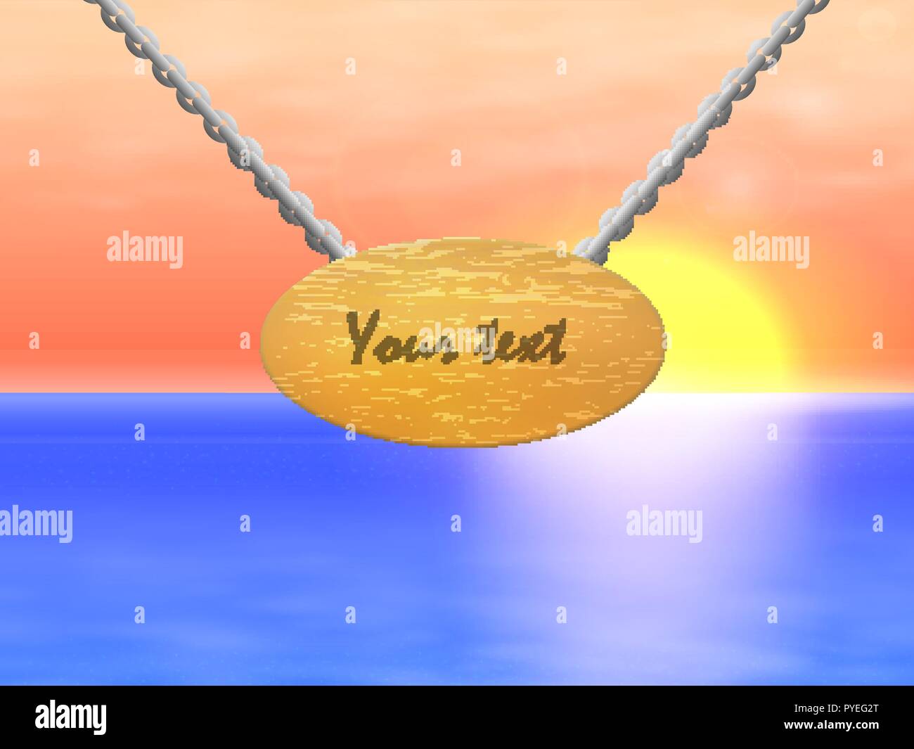 Vector Abbildung: ein hölzernes Schild mit Kette Stock Vektor