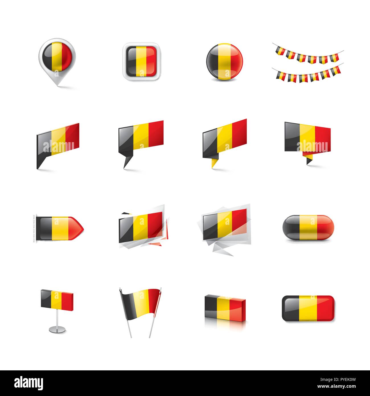 Belgien Flagge, Vector Illustration auf weißem Hintergrund Stock Vektor