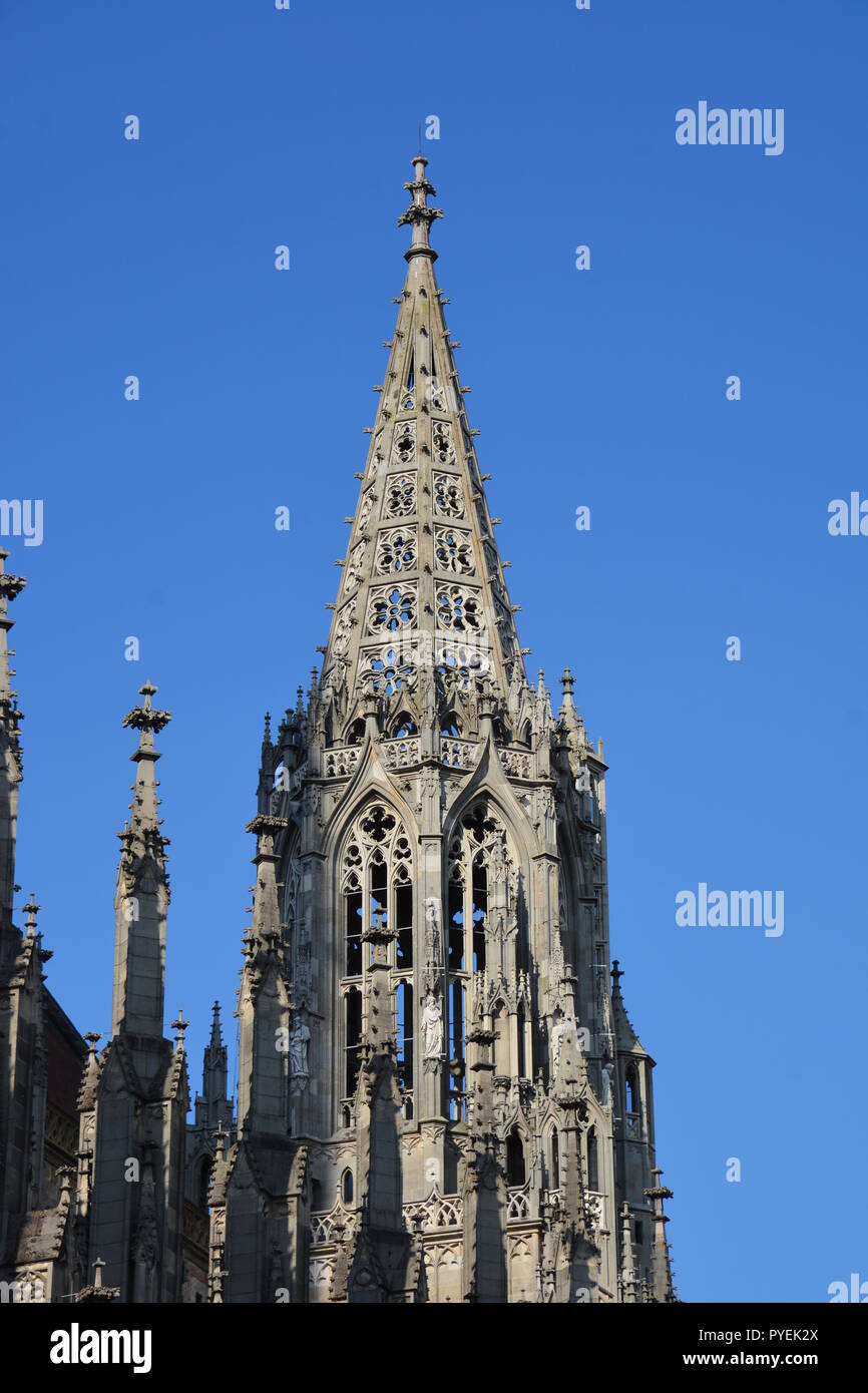 Ulm, Deutschland - Detailansicht der Ulmer Münster in der historischen Stadt Ulm, Deutschland Stockfoto