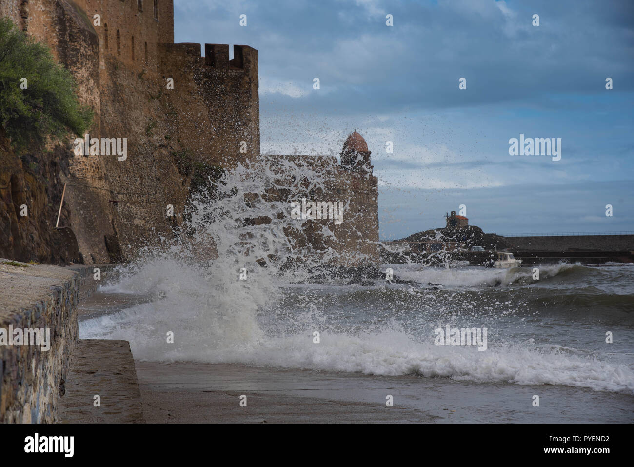 Beautifil Stadt Collioure an der Côte Vermeille in Frankreich Stockfoto