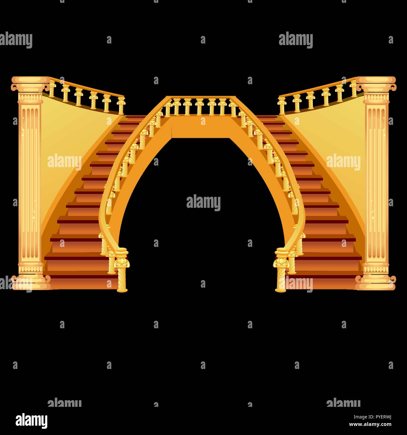 Vintage Treppe isoliert auf einem schwarzen Hintergrund. Vector Illustration. Stock Vektor