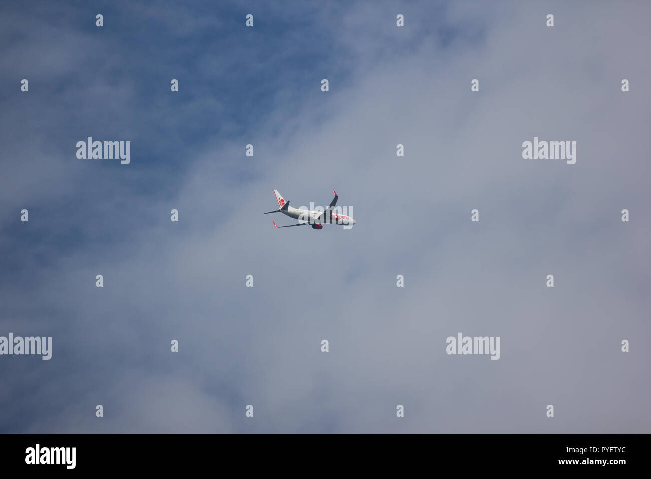 Chiangmai, Thailand - 23. Oktober 2018: HS-LUO Boeing 737-800 der Thai lionair Airline. Von Chiangmai Flughafen in Bangkok. Stockfoto