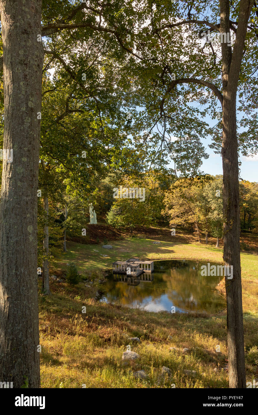 Das Glashaus oder Johnson Haus, 1949 erbaut, ist heute ein historisches Haus Museum von Philip Johnson in Norwalk, CT, USA Stockfoto