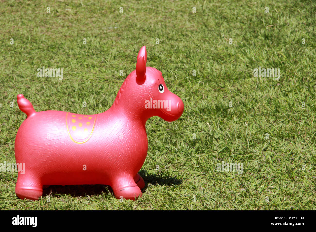 Bouncy Pferd Spielzeug in einem Garten Stockfoto