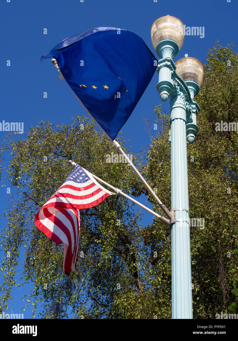 Amerikanische Flagge an einem Mast Stockfoto