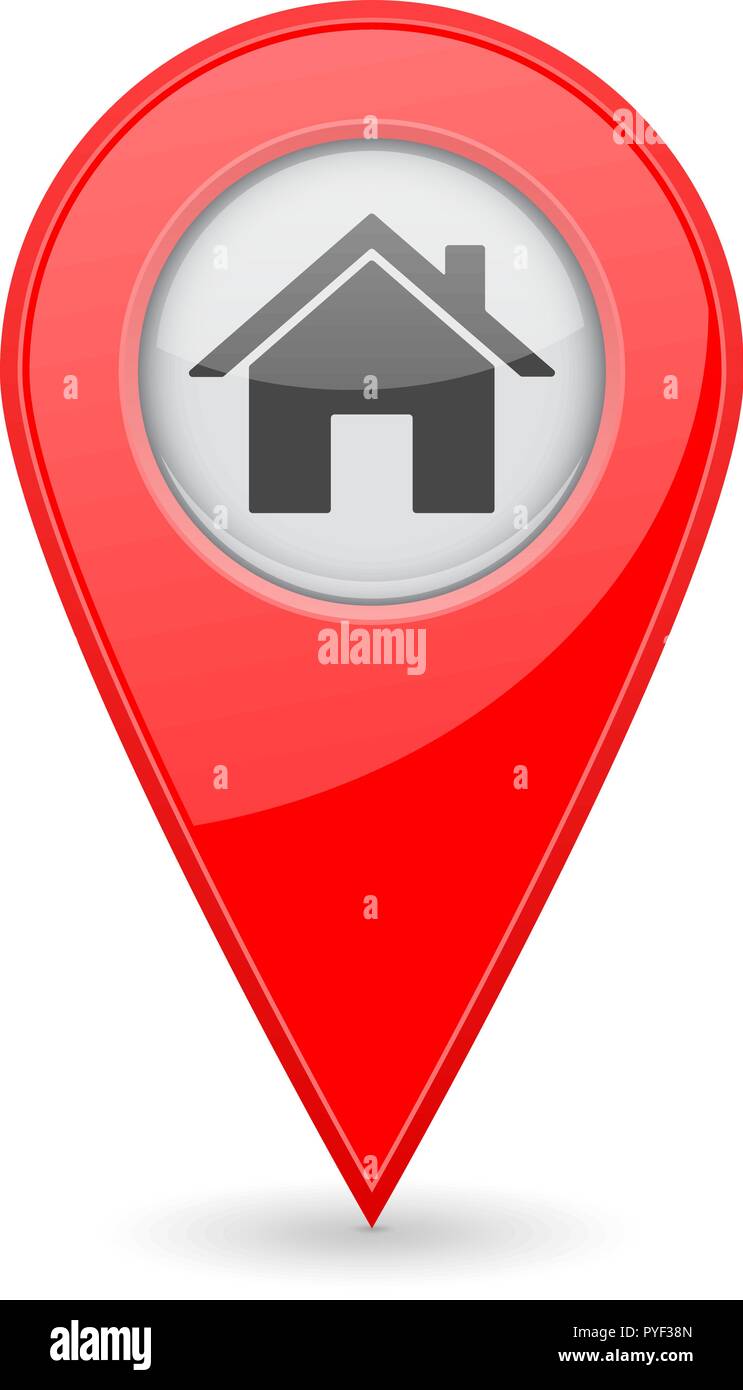Home Standortmarkierung. 3d-Symbol rot Stock Vektor