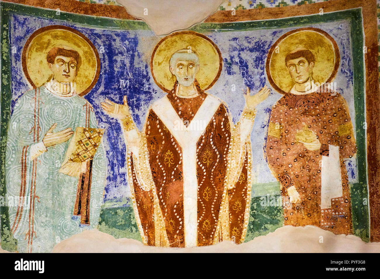 Italien, Friaul Julisch Aquilee, Aquileia, Basilika von Santa Maria Assunta, neunten Jahrhundert christliche Fresken, Krypta Decke, Stockfoto