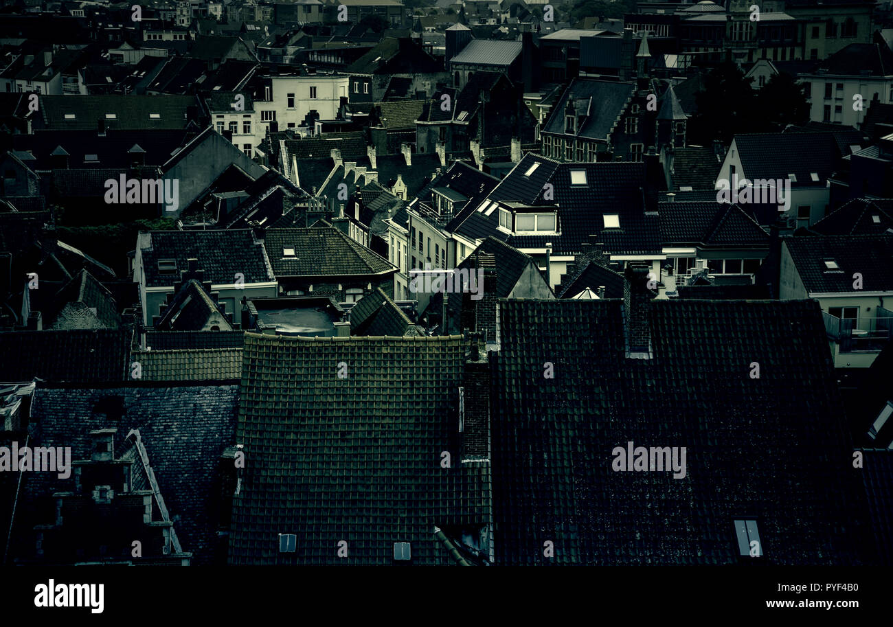 Panoramablick auf die Stadt Gent, Detail der Stadt von Belgien, Europa Stockfoto