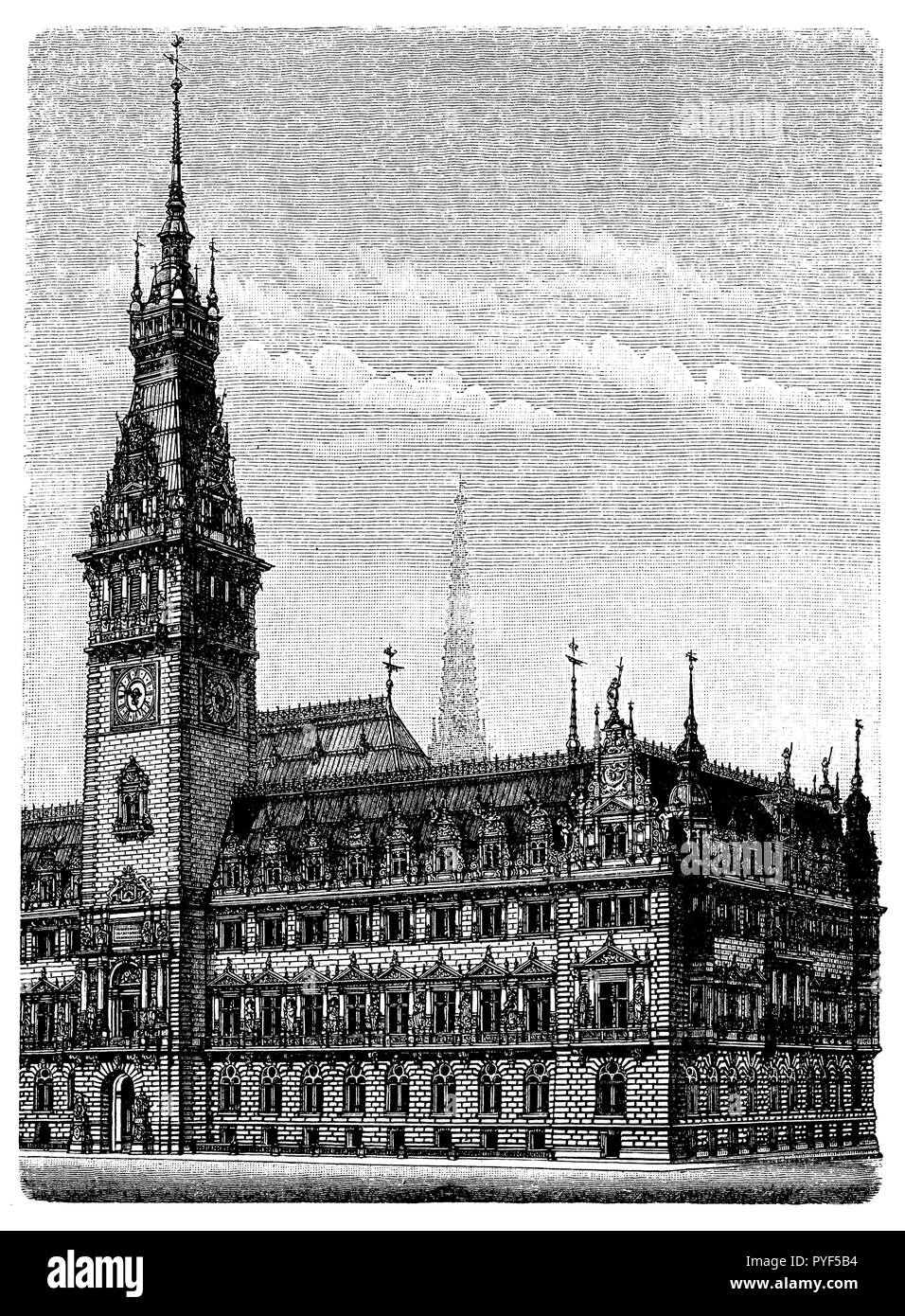 Neues Rathaus in Hamburg, 1909 Stockfoto