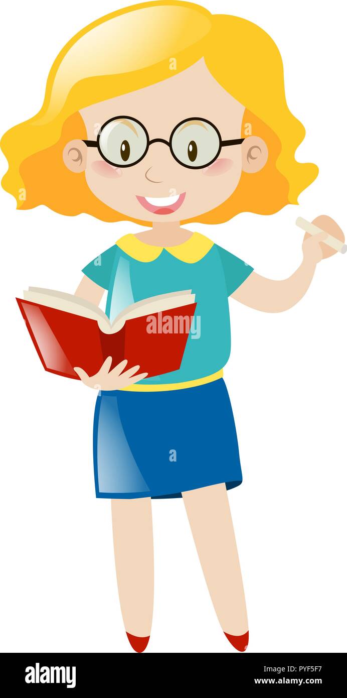 Lehrer mit Brille lehre Abbildung Stock Vektor