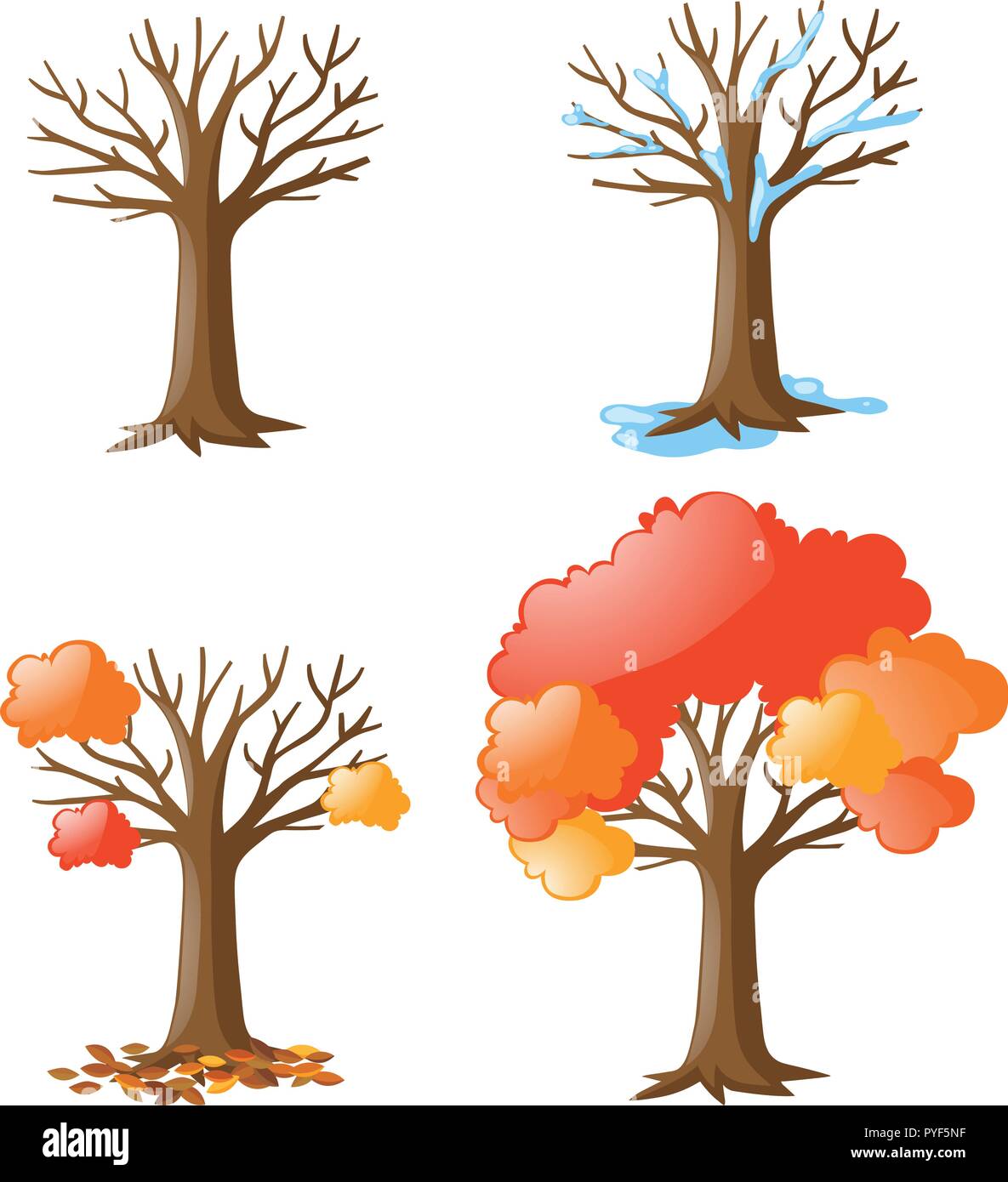 Baum in den verschiedenen Jahreszeiten Abbildung Stock Vektor