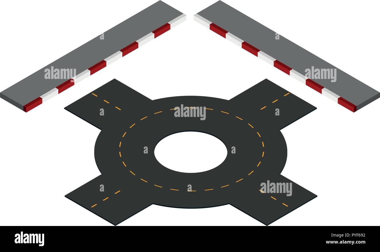 Straße mit Kreisverkehr und Gehwegen Abbildung Stock Vektor