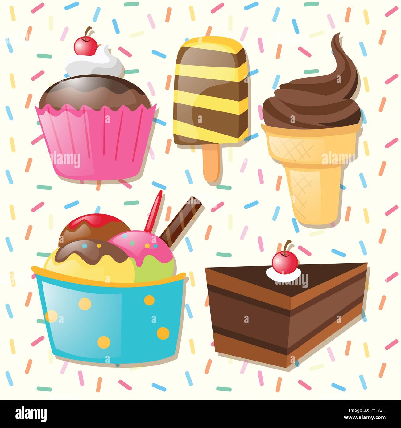 Verschiedene Arten von Süßigkeiten illustration Stock Vektor