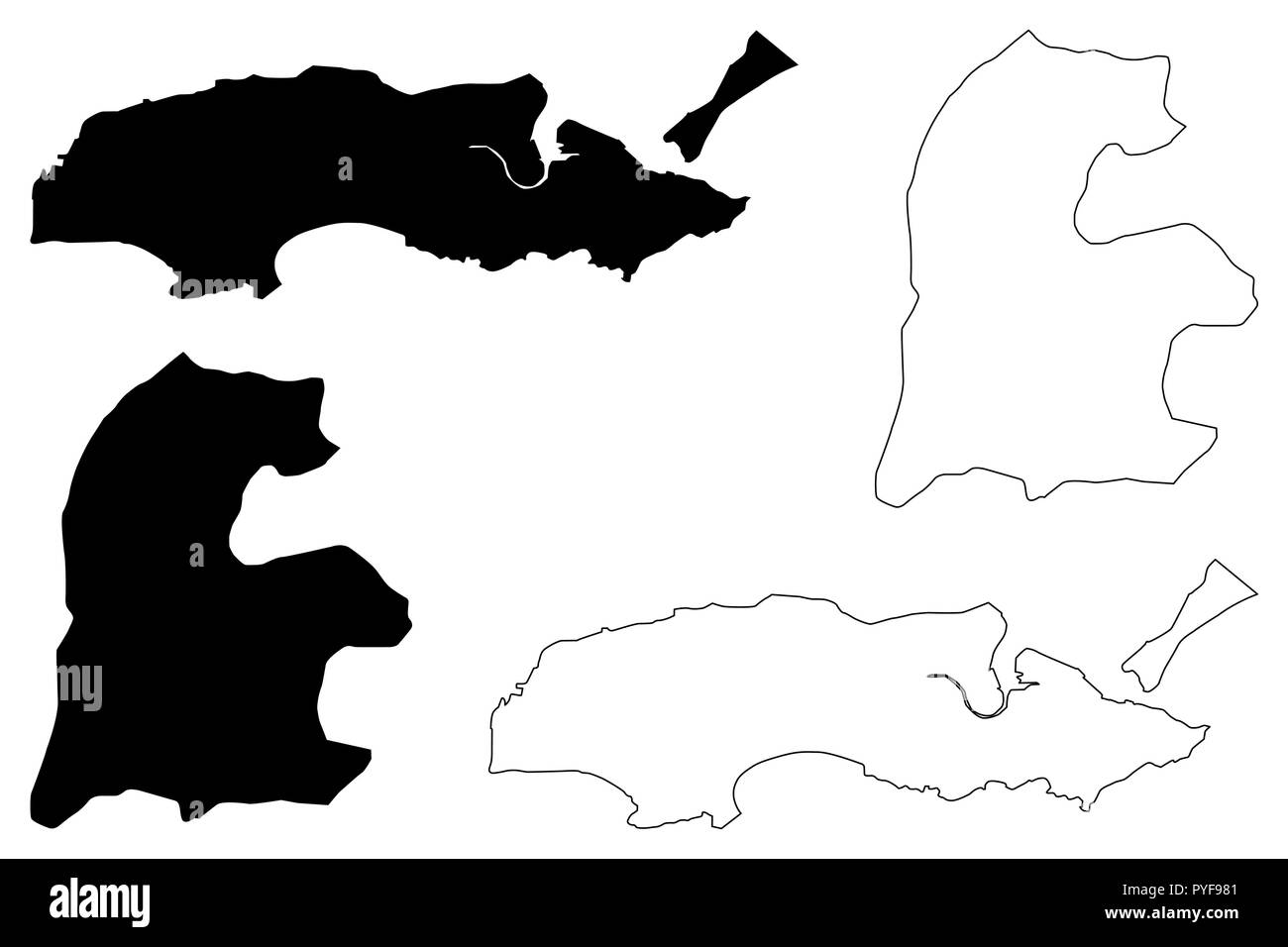 Daman und Diu (Mitgliedstaaten und Union gebieten von Indien, Föderierte Staaten, Republik Indien) Karte Vektor-illustration, kritzeln Skizze Daman und Diu Karte Stock Vektor