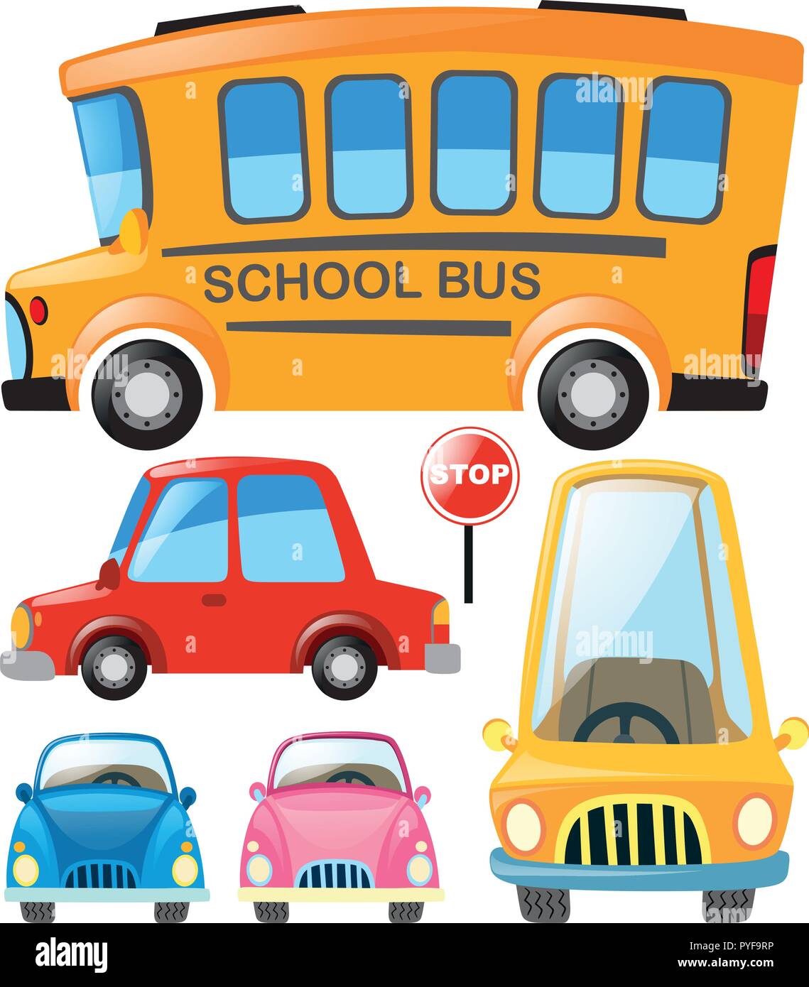 Einstellen der verschiedenen Arten von Transport Abbildung Stock Vektor