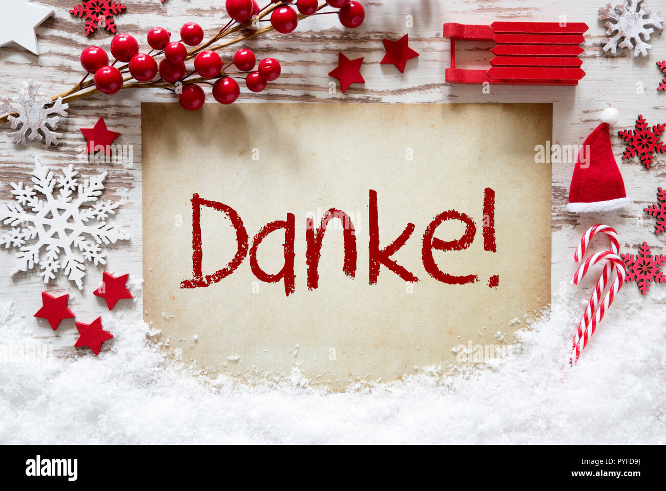 Helle Weihnachten Dekoration, Schnee, Danke, vielen Dank, dass Sie sich  Stockfotografie - Alamy