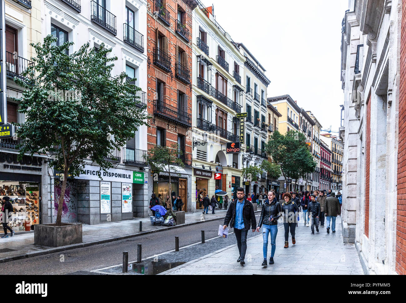 Calle Carretas, Madrid, Spanien. Stockfoto