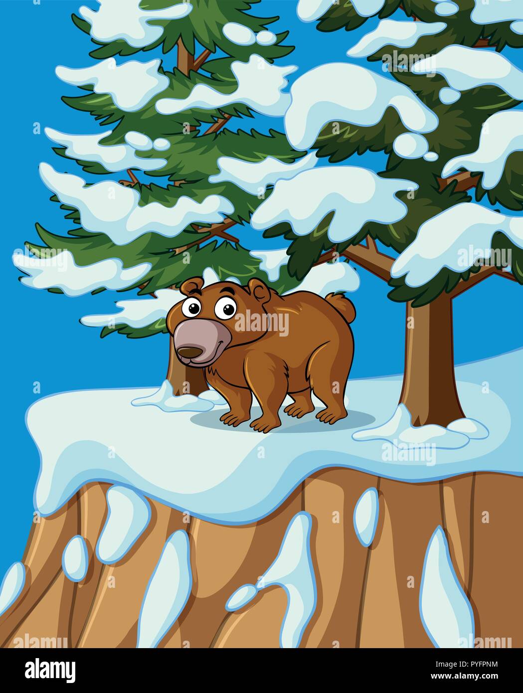 Grizzly bear auf Snow Mountain Abbildung Stock Vektor