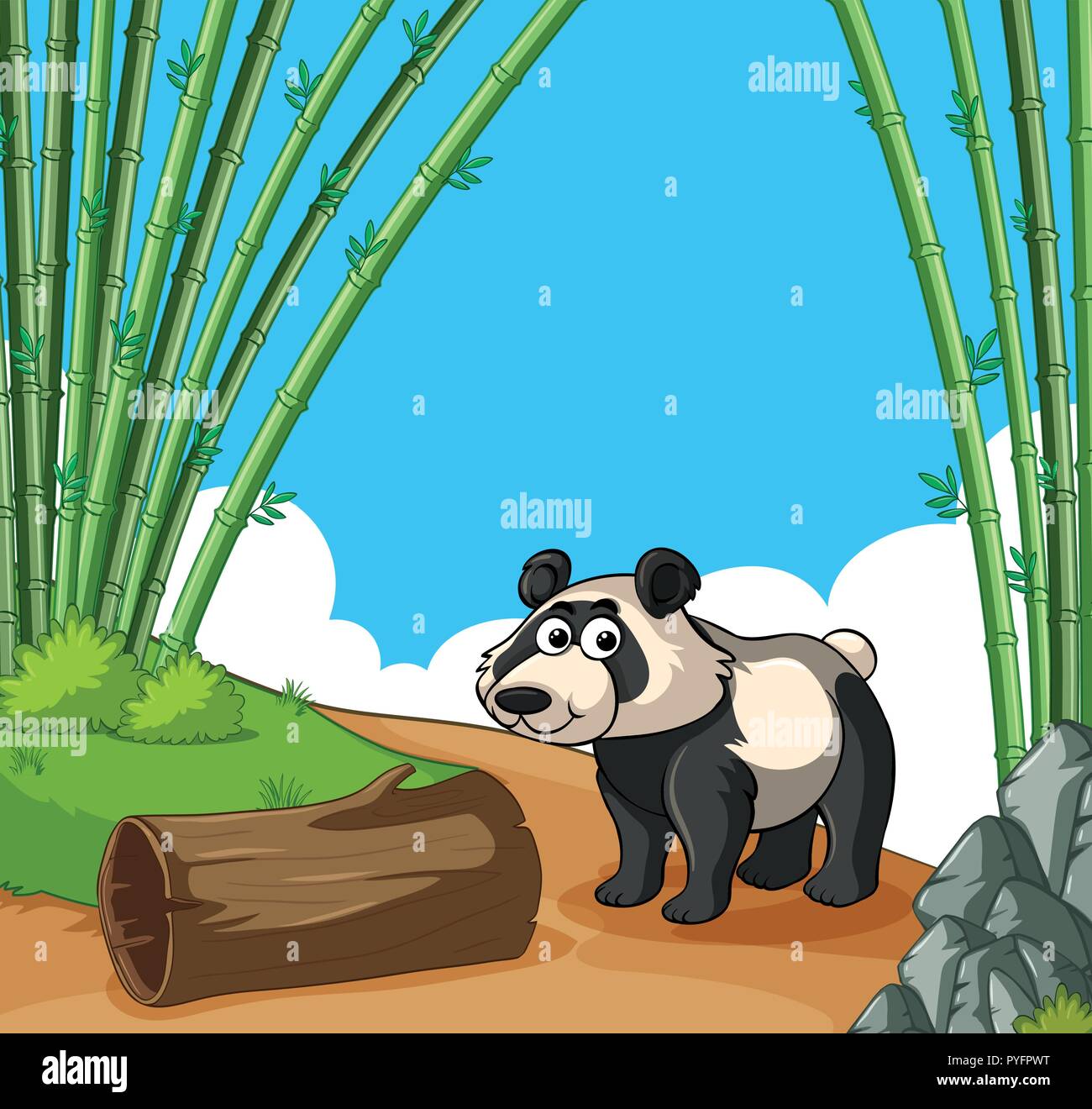 Happy Panda in Bambus Wald Abbildung Stock Vektor